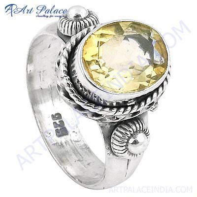 Indian Touch Citrine Gemstone Silver Ring Indian Touch Citrine Gemstone Silver Ring