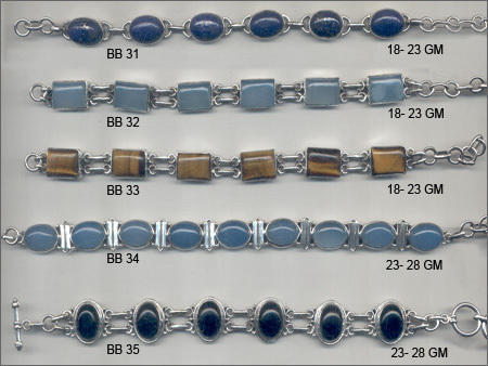 Silver Bracelets with Cabs Silver Bracelets with Cabs