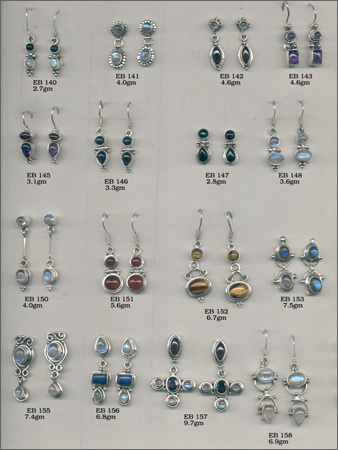 Silver Earrings with cut & cabs Silver Earrings with cut & cabs