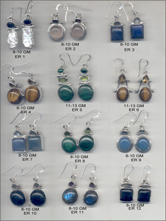 Silver Earrings with cut & cabs Silver Earrings with cut & cabs