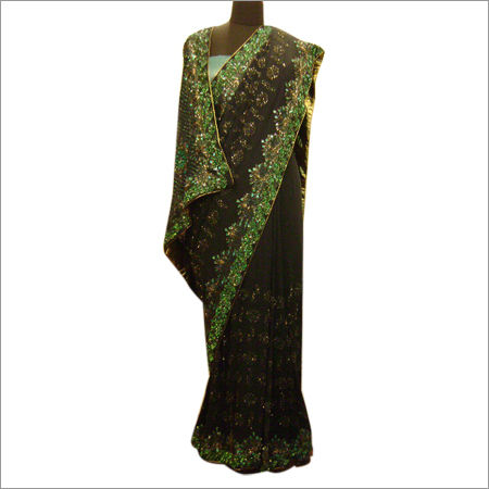Teal Green Heavily Embroidered Saree Teal Green Heavily Embroidered Saree