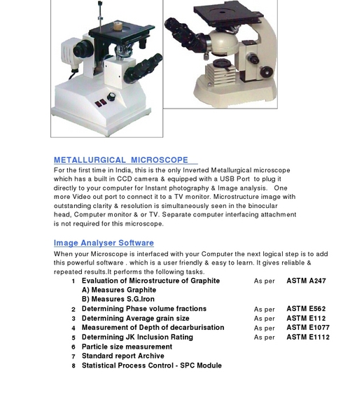 Metallurgical Microscopes Metallurgical Microscopes