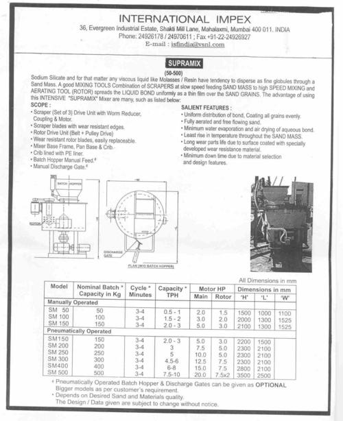 Intensive Sand Mixer Intensive Sand Mixer