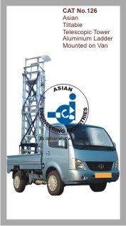Tiltable Telescopic Tower Aluminium Ladder Mounted on Van Tiltable Telescopic Tower Aluminium Ladder Mounted on Van
