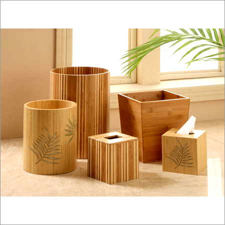 Bamboo Trash Can And Tissue Holder Bamboo Trash Can And Tissue Holder