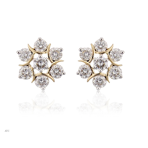Inspirational Gold And Diamond Traditional Earrings Jewellry S Website Avsar Real Gold And Diamond Traditional Seven Stone Earrings