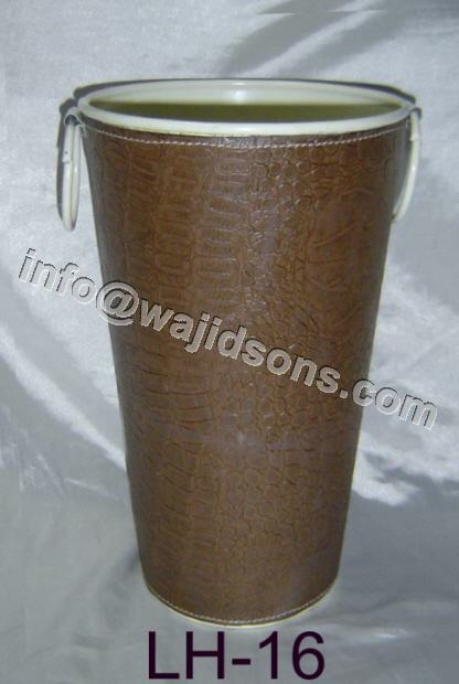 Round Metal Vase with Leather Round Metal Vase with Leather