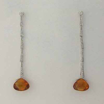 15.65 CT DIAMOND CITRINE WHITE GOLD EARRINGS # INTE043 15.65 CT DIAMOND CITRINE WHITE GOLD EARRINGS # INTE043