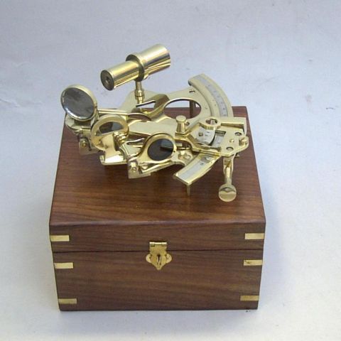 6 inch Brass Sextant With Wooden Box 6 inch Brass Sextant With Wooden Box