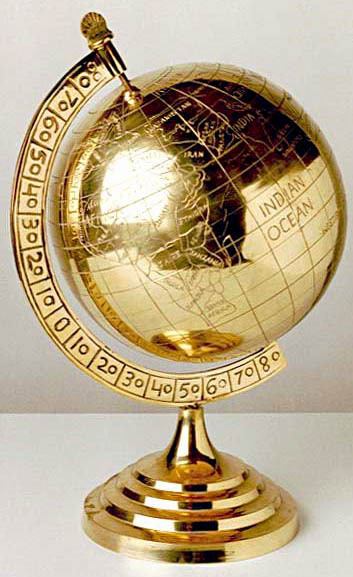 Brass Globe With Gold Plate Brass Globe With Gold Plate