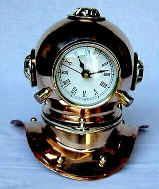 Antique Polish Diving Helmet With Clock Antique Polish Diving Helmet With Clock