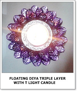 Floating Diya Triple Layer with Light Candle Floating Diya Triple Layer with Light Candle