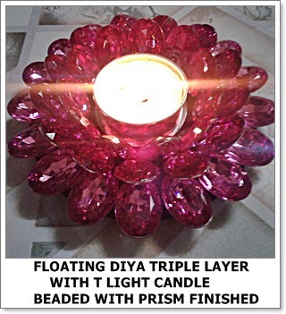 Triple Layer Floating Diya with Light Candle Triple Layer Floating Diya with Light Candle