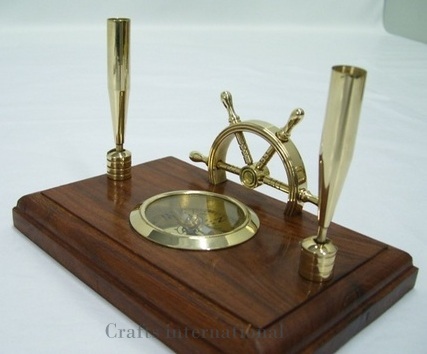 Pen Holder With Compass And Shipwheel Pen Holder With Compass And Shipwheel