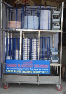 Soiled plates Clearing trolley Soiled plates Clearing trolley