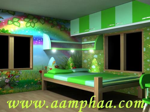 Green color bedroom 3d model Green color bedroom 3d model