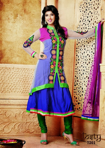 Embroidered Anarkali Dress Material Embroidered Anarkali Dress Material