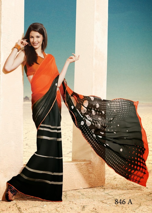 Orange & Black Sarees Orange & Black Sarees