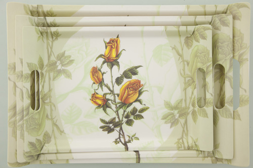 Valerio - Yellow Roses - Set Of 3 Melamine Trays Valerio - Yellow Roses - Set Of 3 Melamine Trays