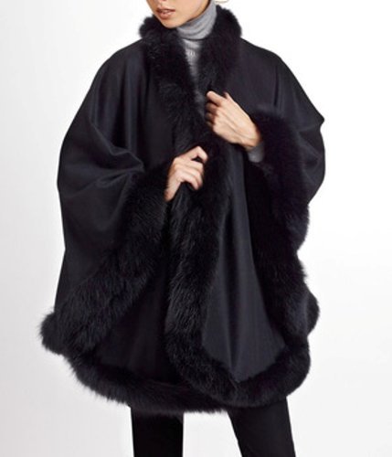 Pure Cashmere Cape With Fox Furs Pure Cashmere Cape With Fox Furs