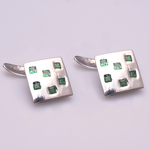 925 Sterling silver Emerald gemstone Cufflinks 925 Sterling silver Emerald gemstone Cufflinks