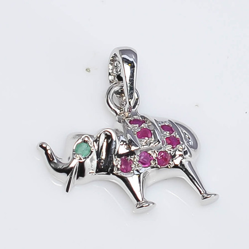 925 Sterling Silver Ruby Elephant Pendant 925 Sterling Silver Ruby Elephant Pendant
