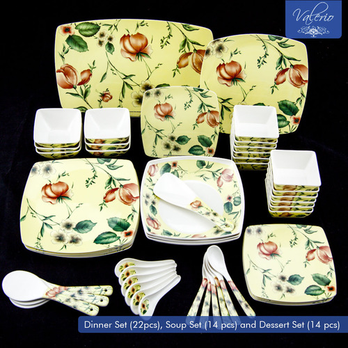 Valerio - Botticelli Square Melamine 50 Pcs Combo (Soup Set, Dinner Set And Desert Set) Valerio - Botticelli Square Melamine 50 Pcs Combo (Soup Set, Dinner Set And Desert Set)