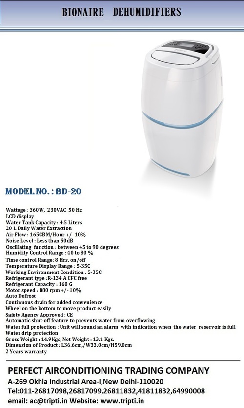 Bionaire Dehumidifier Bionaire Dehumidifier