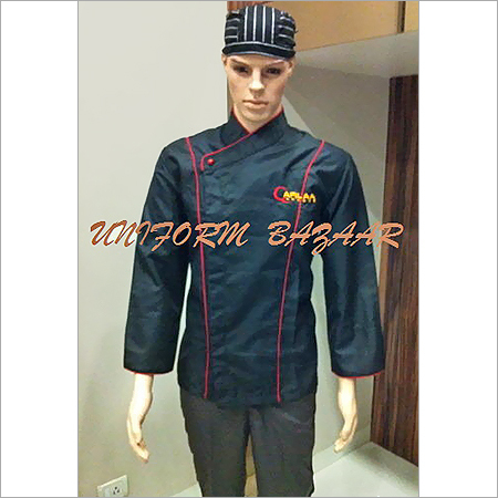 Red Piping Black Chef Coat Red Piping Black Chef Coat