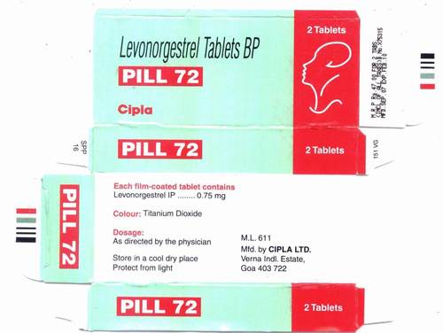 Pill 72 Levonorgestrel 0.75mg/1.5mg Tablets Pill 72 Levonorgestrel 0.75mg/1.5mg Tablets