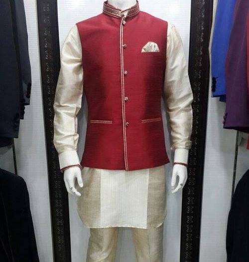Silk Kurta Pyjama With Waist Coat Silk Kurta Pyjama With Waist Coat