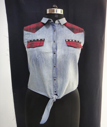 Check Denim T Shirt Check Denim T Shirt