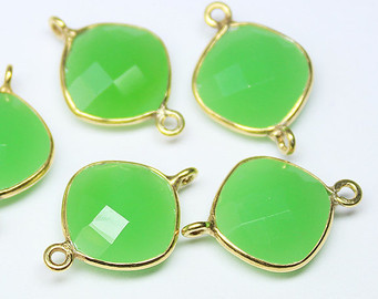 925 Sterling silver See Green Chalcedony gemstone Connectors 925 Sterling silver See Green Chalcedony gemstone Connectors
