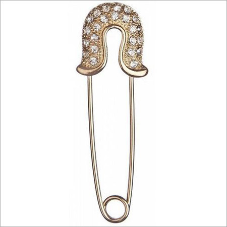 Embedded Stones Golden Saree Pin Embedded Stones Golden Saree Pin