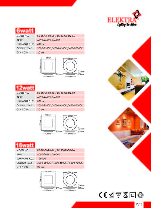 6W Glass Panel LED Downlight 6W Glass Panel LED Downlight