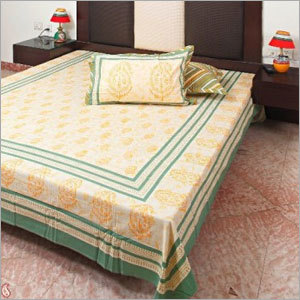 Yellow and Green Block Print Bed Sheet Set Yellow and Green Block Print Bed Sheet Set