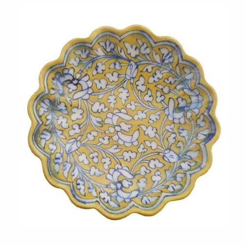 Hand Painted Blue Pottery Plate Hand Painted Blue Pottery Plate