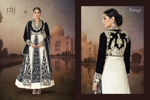 Open Straight suit with back yoke & Printed Long Gown Open Straight suit with back yoke & Printed Long Gown