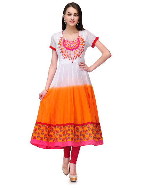 White Orange Kurti White Orange Kurti