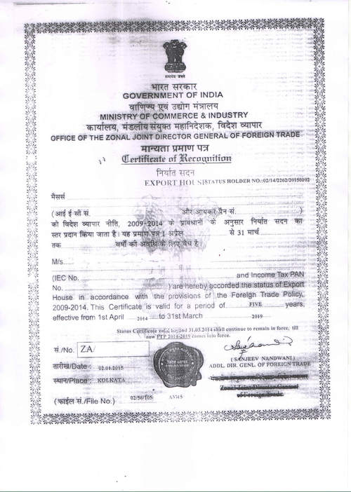 Status Recognition / Status Holder Certificate Status Recognition / Status Holder Certificate