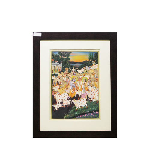 Pleasant Morning with Krishna & Balaram - A Miniature Art Pleasant Morning with Krishna & Balaram - A Miniature Art