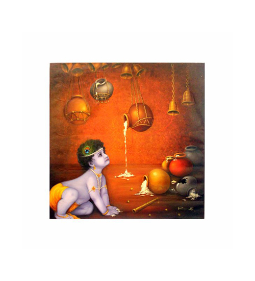 Oil Colour Painting on Canvas - Makhan Chor Oil Colour Painting on Canvas - Makhan Chor