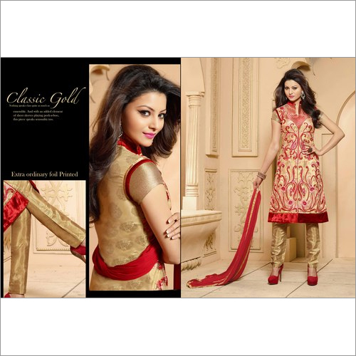 Awesome Beige Georgette Churidar Salwar Suit Awesome Beige Georgette Churidar Salwar Suit