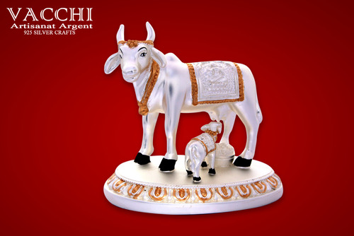 Silver Plated Kamdhenu Cow Silver Plated Kamdhenu Cow