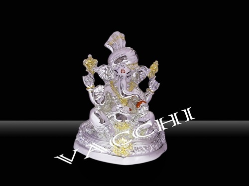 Silver Plated Pagri Ganesha Silver Plated Pagri Ganesha