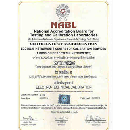 Calibration under NABL Calibration under NABL