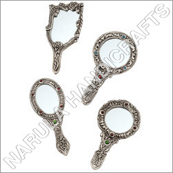 White Metal Hand Mirror White Metal Hand Mirror