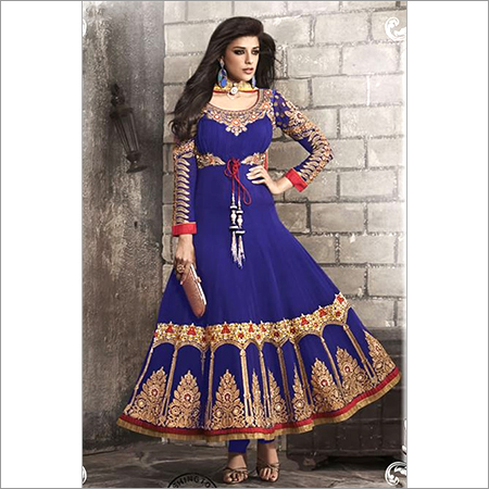 Navy Blue Georgette Long Anarkali Suit Navy Blue Georgette Long Anarkali Suit