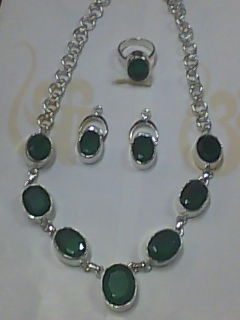 Stone Studded Silver Necklace Stone Studded Silver Necklace