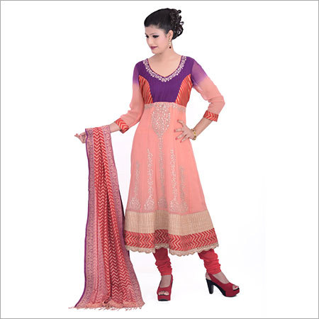 Peach Red Anarkali Suit Peach Red Anarkali Suit